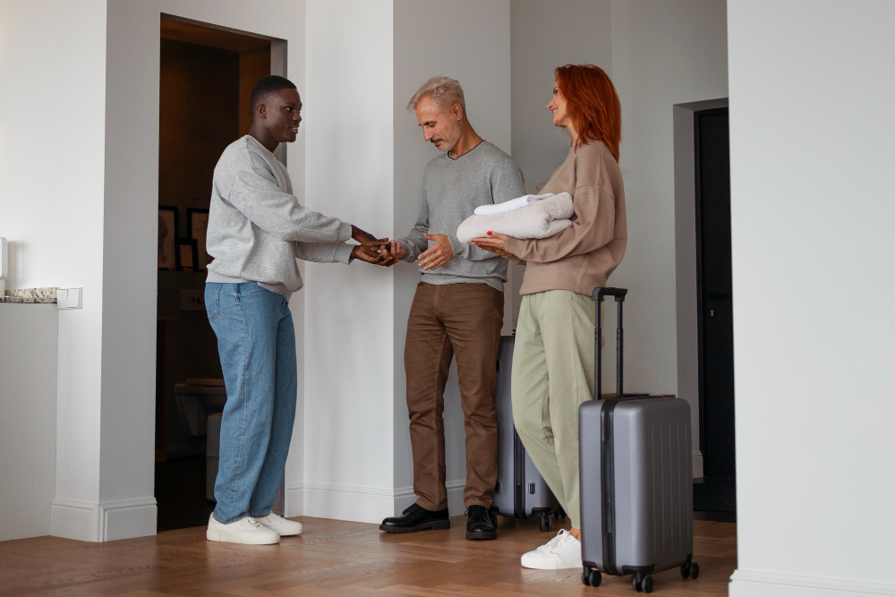 personnes dans un appartement airbnb