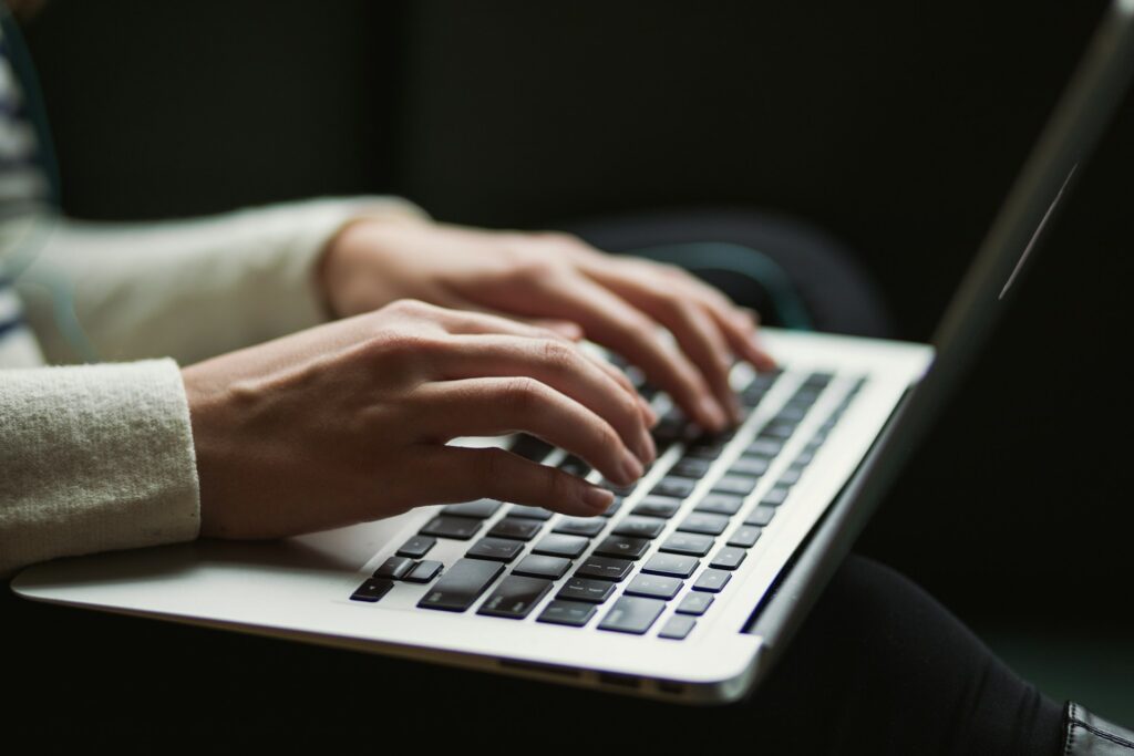 woman using laptop