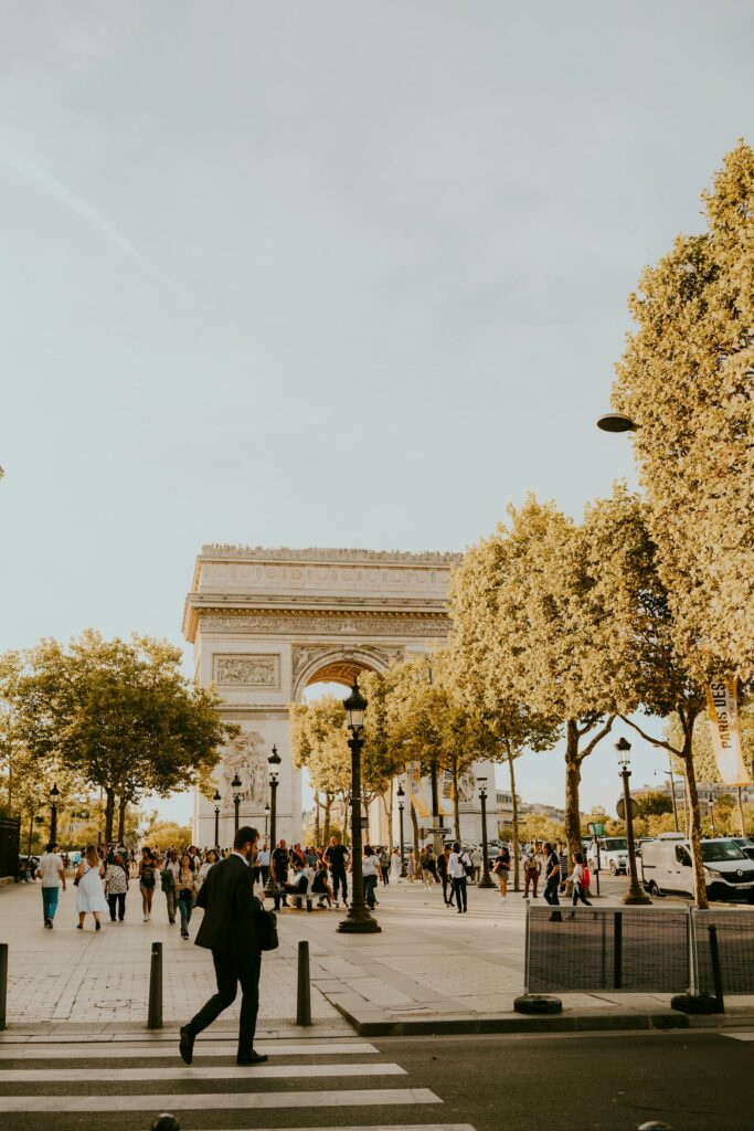 Arc de Triomphe in Paris During a Busy Day